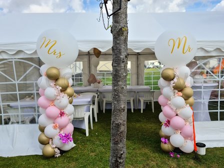 Ballonnenpilaar Standaard Roze Wit Goud met Persoonlijke opdruk