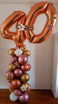 Organic RoseGold en Mauve &#039;40&#039; Ballonnenpilaar