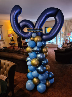 Organic Blauw met Goud &#039;60&#039; Ballonnenpilaar