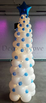 Kerstboom Wit Ballonnenpilaar met LEDverlichting