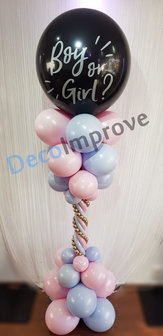 Ballonnenpilaar Luxe Gender Reveal Soft Pastel Roze en Blauw