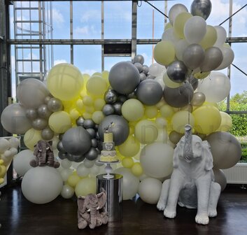Pastel Geel en Zilver Organic Ballonnenwand