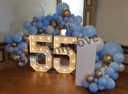 Blauw Goud Organic Slinger Ballondecoratie per Meter 