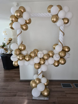 Wit met Goud Foto Frame Ballondecoratie 100x100cm