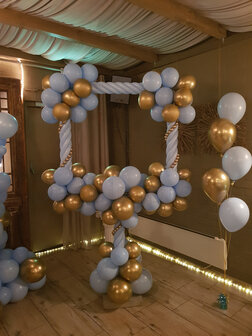 Blauw met Chroom Goud Foto Frame Ballondecoratie 100x100cm