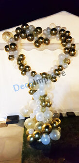 Organic Love Wit en Goud Foto Frame Ballondecoratie Hartvorm