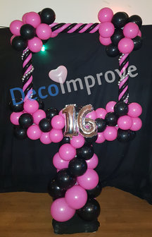 Hotpink Sweet 16 Foto Frame Ballondecoratie 100x100cm