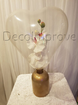 Orchidee in Hartballon met Gouden Vaas Tafeldecoratie