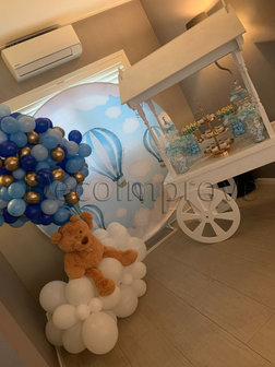 Luchtballon Blauw met Teddybeer en Wolk Ballondecoratie
