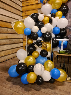 Zwart, Wit, Goud en Blauw &#039;1&#039; Cijfer Mozaiek Ballondecoratie Large