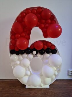 Pokeball &#039;6&#039; Cijfer Mozaiek Ballondecoratie