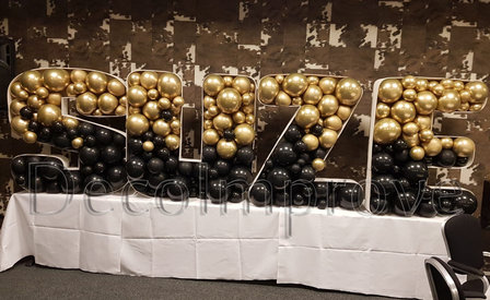 Chroom Goud met Zwart Letters Mozaiek Ballondecoratie Large