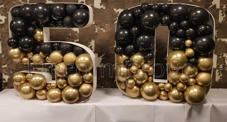 Chroom Goud en Zwart &#039;50&#039; Cijfer Mozaiek Ballondecoratie Large