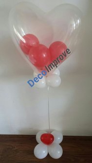 Gevuld Hart Transparant Helium Ballon 