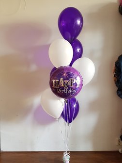Paars &#039;Happy Birthday&#039; Helium Tros Ballonnen Boeket