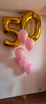 Roze &#039;50 jaar&#039; Helium Ballonnenboeket