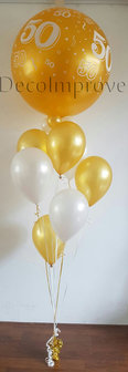 Cloudbuster Goud &#039;50&#039; Jaar Helium Ballon in Tros Boeket