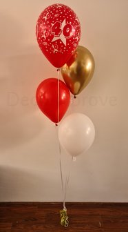 Robijn &#039;40 jaar&#039; Jubileum Helium Ballonnenboeket met 4 ballonnen