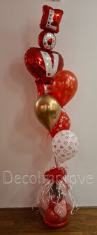 Rood, Goud, Valentijn Teddybeer &#039;I Love You&#039; Ballondecoratie Cadeauballon Stuffer Ballon met Heliumtros