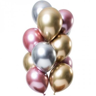 Losse 27cm Ballon Gevuld met Helium Chroomkleur