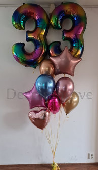 Regenboog &#039;33&#039; Large Folie Ballonnen Boeket