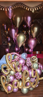 Chroom Goud en Chroom Roze &#039;Oh Baby&#039; Collage Ballondecoratie