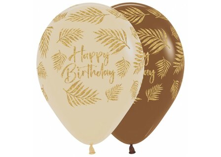 Coffee en White Sand &quot;Happy Birthday&quot; Latex Ballonnen 30cm 25st