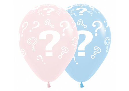 Pastel Roze en Pastel Blauw Vraagtekens Latex Ballonnen 30cm 25st