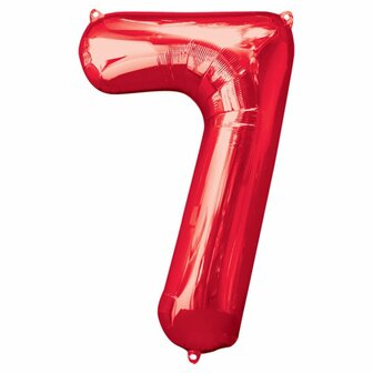 Grabo Rood Cijfer &#039;7&#039; Folie Ballon 101cm