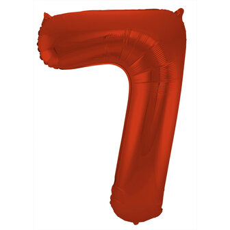 Folat Metallic Mat Rood Cijfer &#039;7&#039; Folie Ballon 86cm