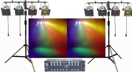 LichtSet 2x statief 8x Par56 8x kleurfilters incl. licht sturing Verhuur