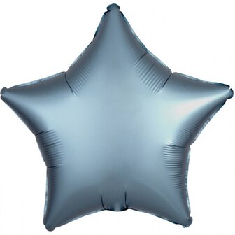 Anagram Staal Blauw Satijn Ster Folie Ballon 48cm