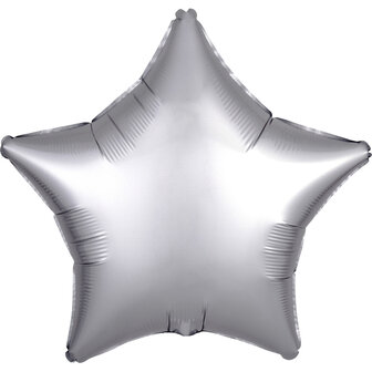 Anagram Platinum Zilver Satijn Ster Folie Ballon 48cm