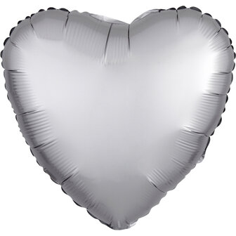 Anagram Zilver Zijdeglans Hart Folie Ballon 45cm