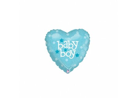 Grabo Blauw Glitter Hart &#039;Baby Boy&#039; MiniVorm Folie Ballon 23cm