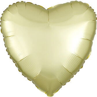 Anagram Pastel Geel Luxe Satijn Hart Folie Ballon 45cm