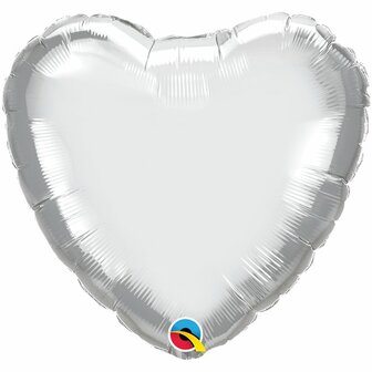 Qualatex Chroom Zilver Hart Folie Ballon 45cm Chrome Silver