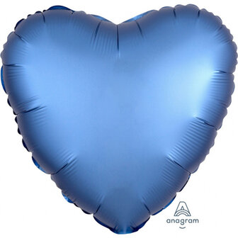 Anagram Azuur Blauw Satijn Hart Folie Ballon 43cm