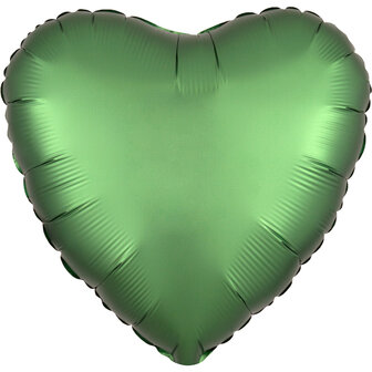 Anagram Smaragd Groen Luxe Satijn Hart Folie Ballon 45cm