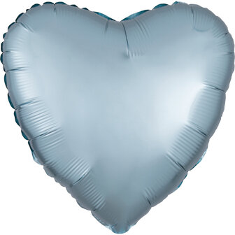 Anagram Pastel Blauw Luxe Satijn Hart Folie Ballon 45cm