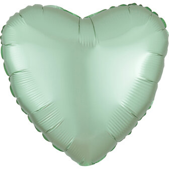 Anagram Mint Groen Luxe Satijn Hart Folie Ballon 45cm