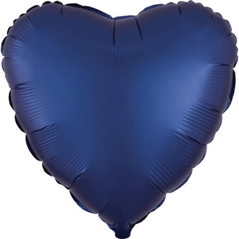 Anagram Marine Blauw Luxe Satijn Hart Folie Ballon 45cm