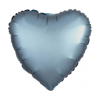 Anagram Staal Blauw Luxe Satijn Hart Folie Ballon 48cm