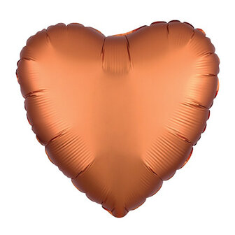 Anagram Amber Oranje Luxe Satijn Hart Folie Ballon 45cm