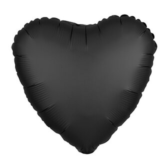 Anagram Onyx Zwart Luxe Satijn Hart Folie Ballon 45cm