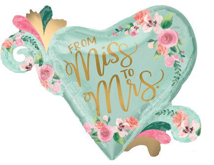 Anagram Deftig &#039;From Miss to Mrs&#039; Hart SuperVorm Folie Ballon 66cm