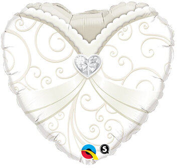 Qualatex Bruidsjurk Hart Folie Ballon 45cm