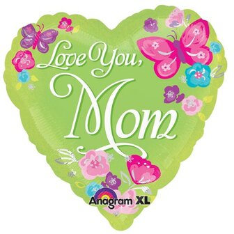 Anagram Lente &#039;Love you Mom&#039; Hart Folie Ballon 45cm