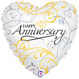 Betallic Filigree &#039;Happy Anniversary&#039; Hart Folie Ballon 45cm