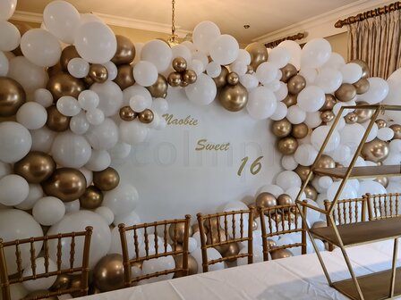 Wit met Goud Ballonnenwand met Ronde Backdrop Settingdecoratie